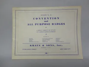 Convention and All Purpose BADGES Sports Firemen Religious Campaign Buttons Lapel Trophies Flags Paraphernalia KRAUS & Sons Catalog #48 1935