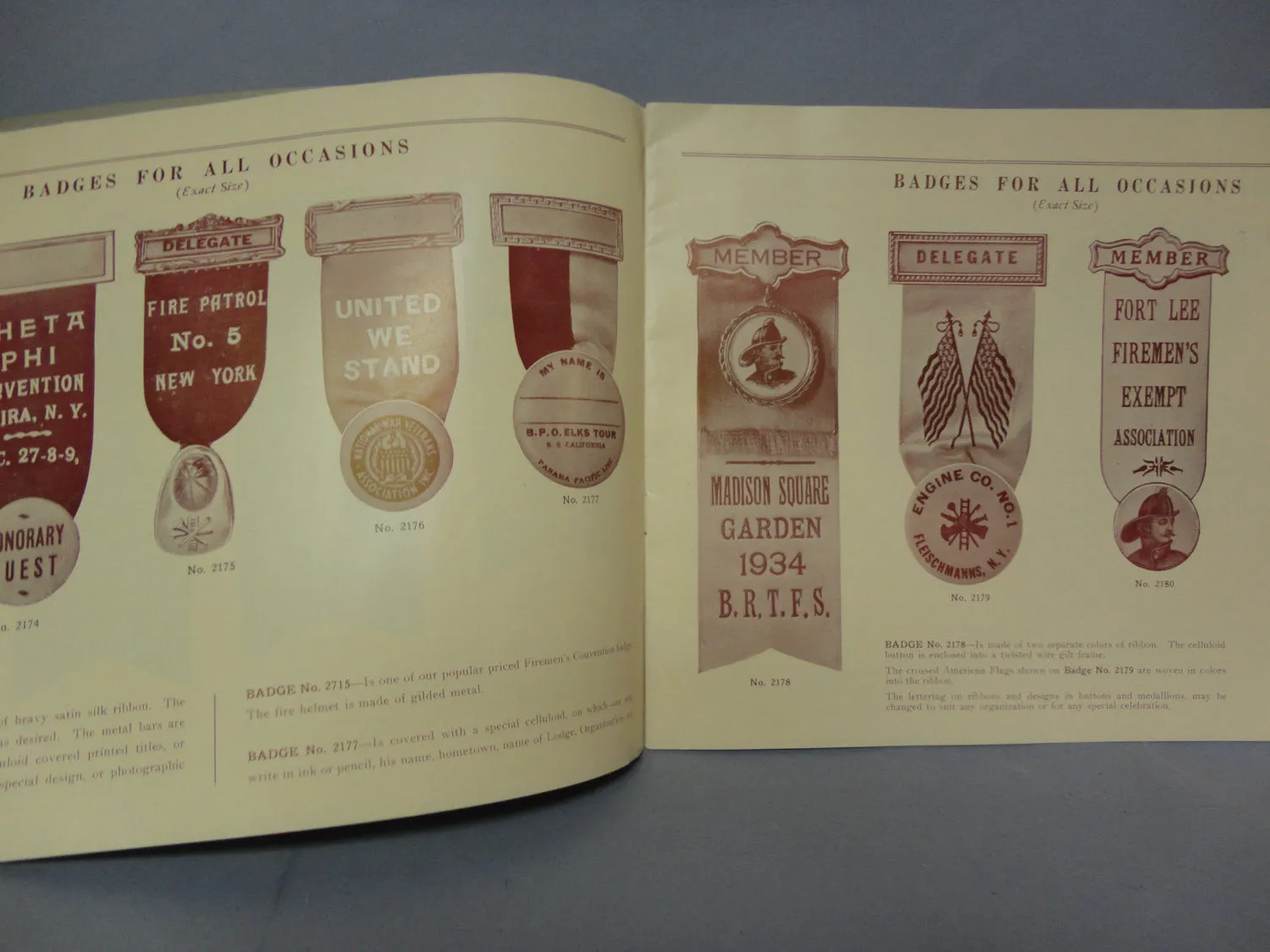 Convention and All Purpose BADGES Sports Firemen Religious Campaign Buttons Lapel Trophies Flags Paraphernalia KRAUS & Sons Catalog #48 1935