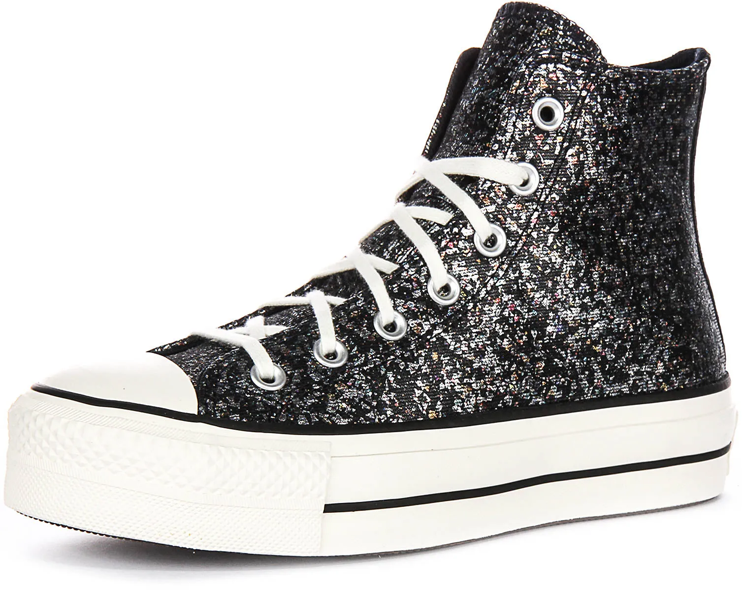 Converse Chuck Taylor A09551C Lift In Black Silver Glitter Platform