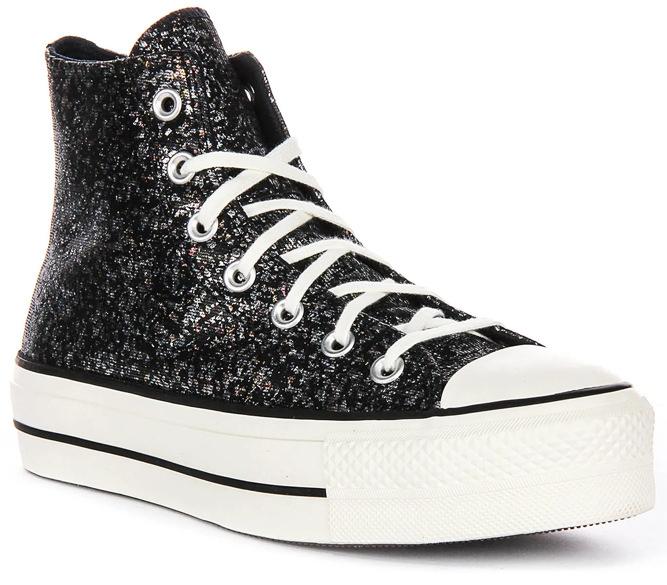 Converse Chuck Taylor A09551C Lift In Black Silver Glitter Platform