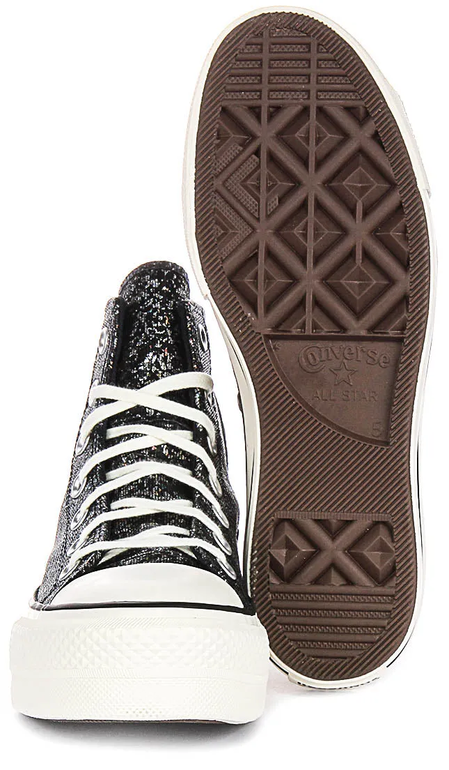 Converse Chuck Taylor A09551C Lift In Black Silver Glitter Platform