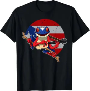 Coqui Frog Playing Guitar - Puerto Rico Animal T-Shirt