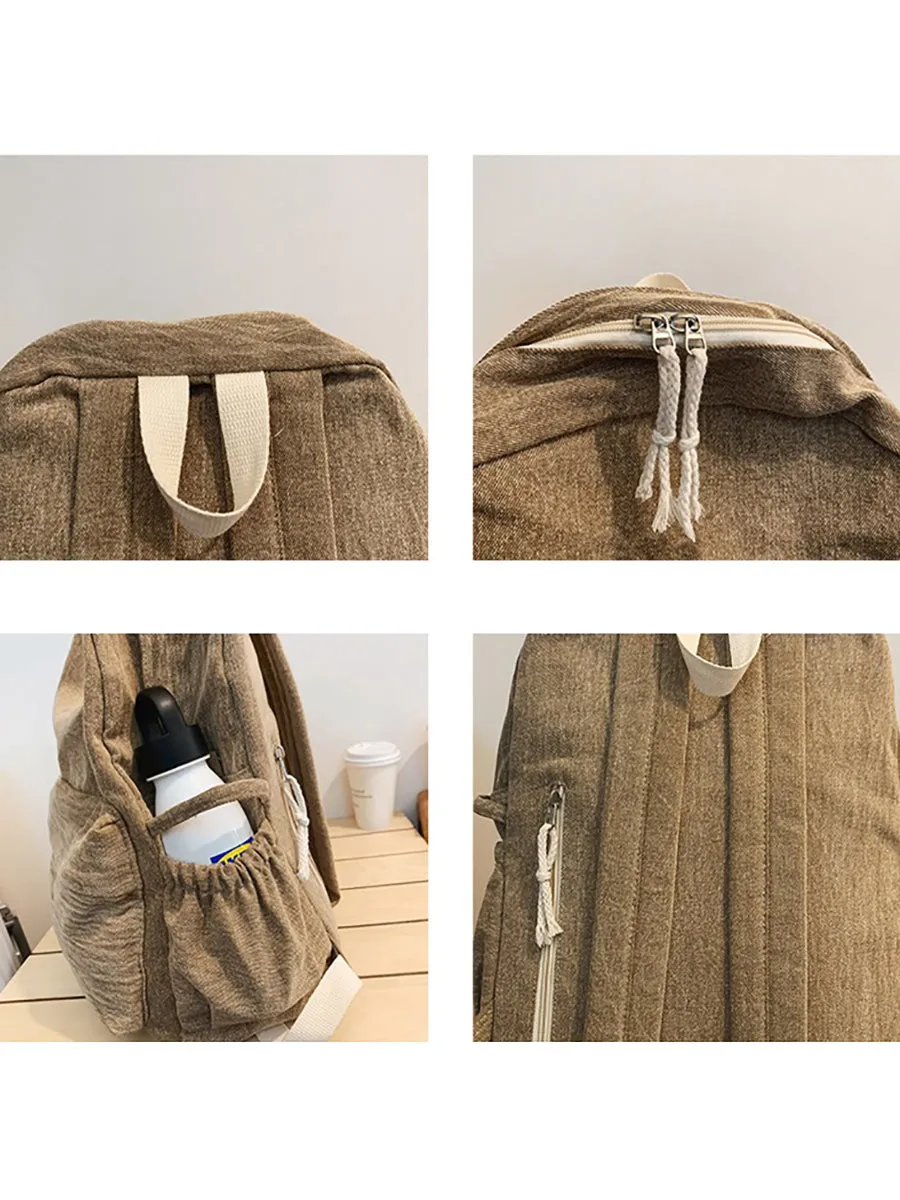 Couple Casual Solid Canvas Zipper Backpack XX1045