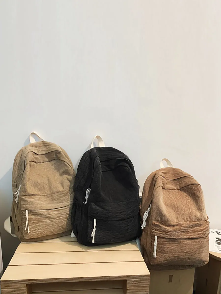 Couple Casual Solid Canvas Zipper Backpack XX1045