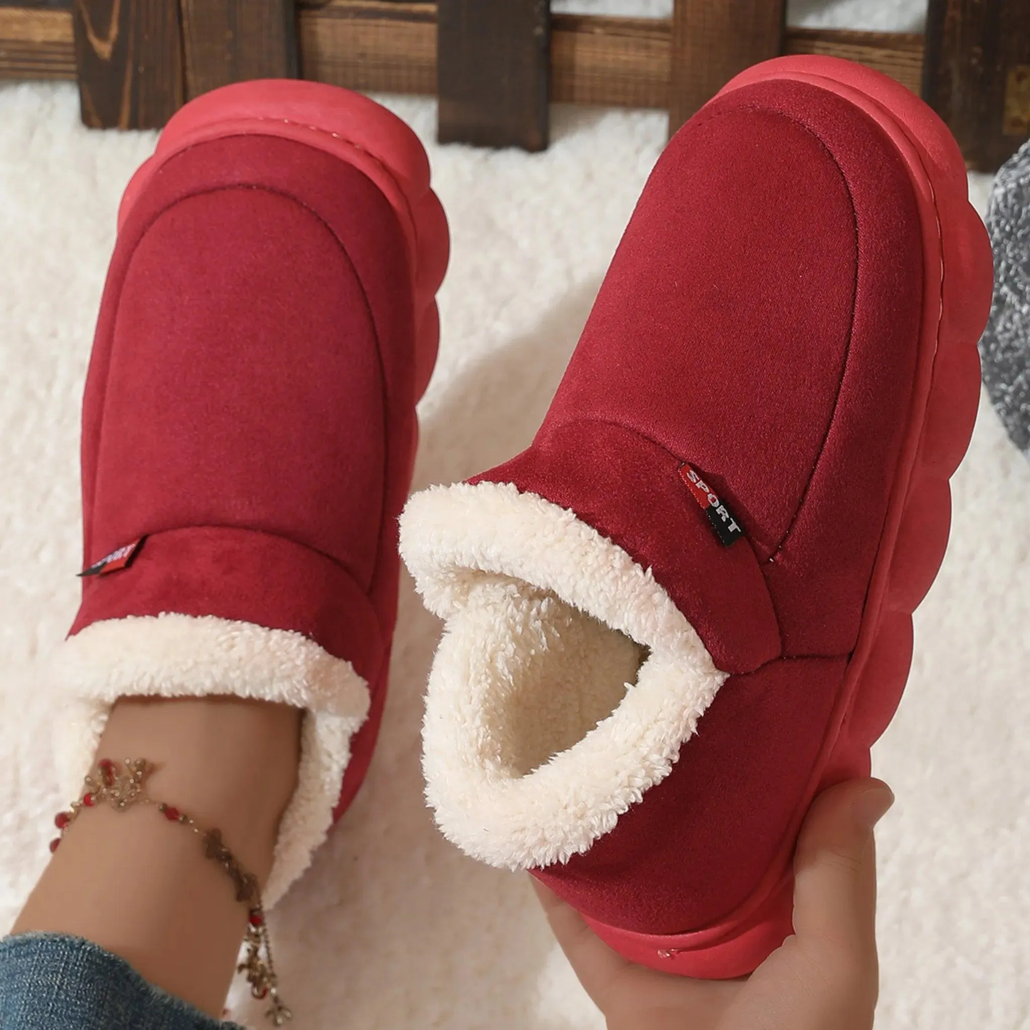 Cozy Plush Suede Winter Shoes – Thick-Soled House Shoes for All