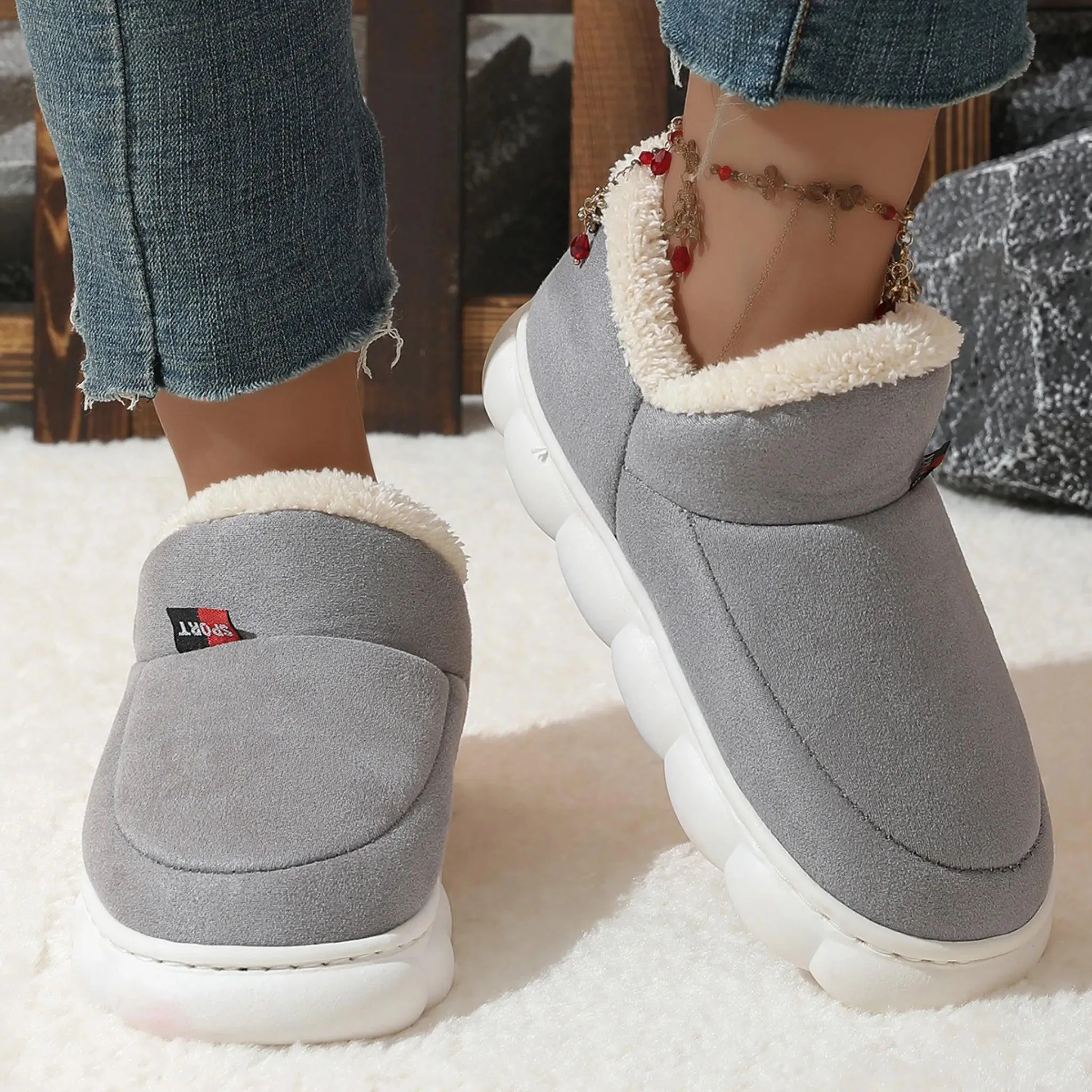 Cozy Plush Suede Winter Shoes – Thick-Soled House Shoes for All