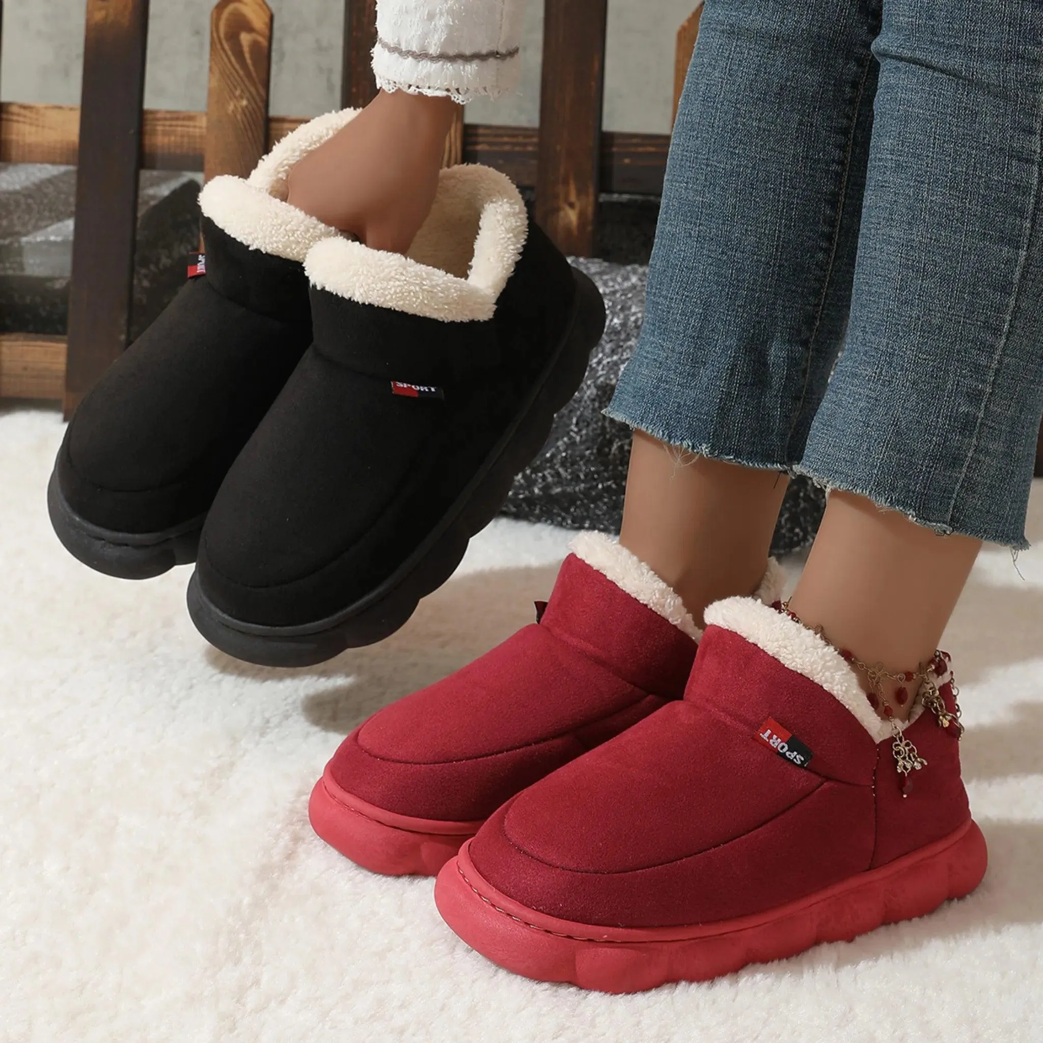 Cozy Plush Suede Winter Shoes – Thick-Soled House Shoes for All