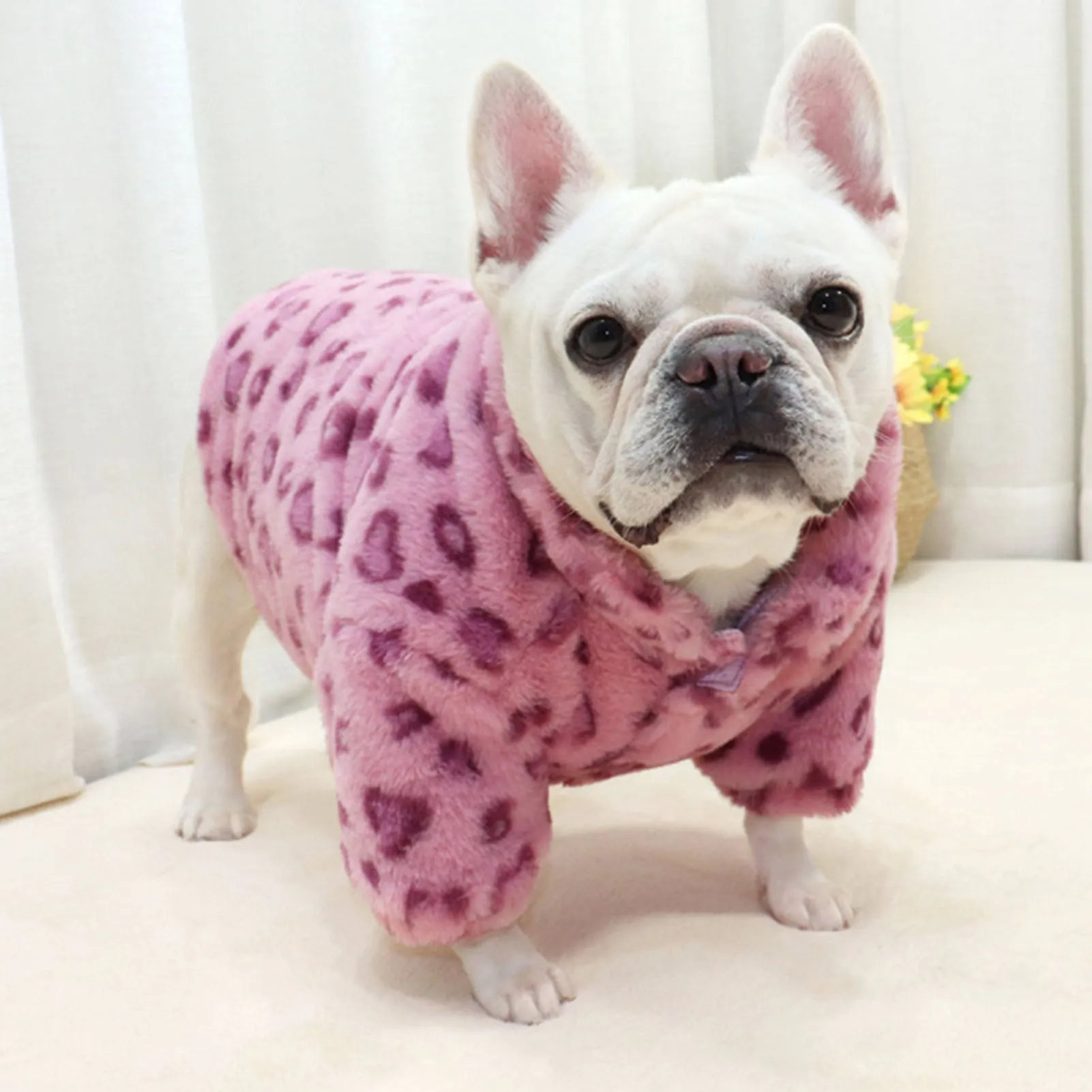 CozyPaws Frenchie Soft Fleece Leopard Jumpsuit