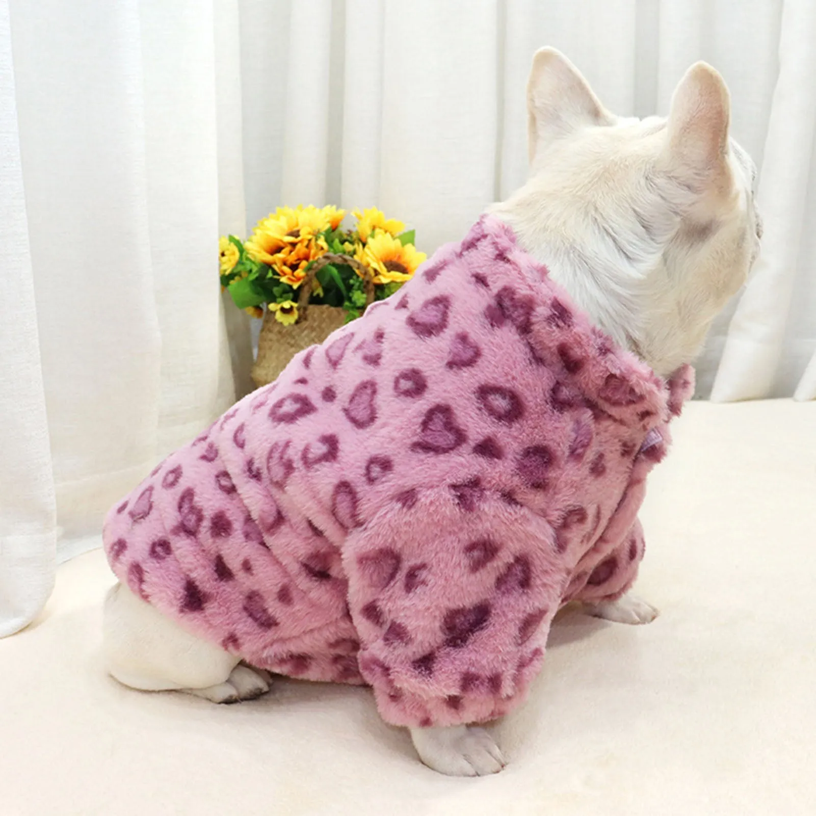 CozyPaws Frenchie Soft Fleece Leopard Jumpsuit