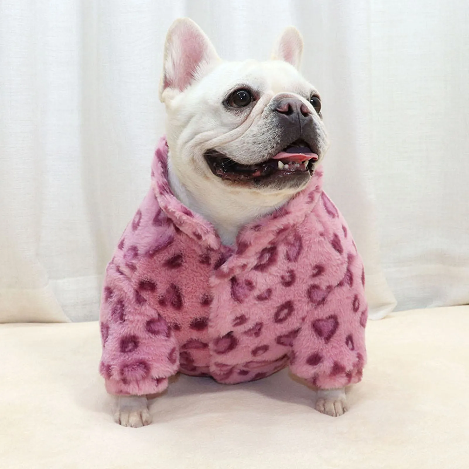 CozyPaws Frenchie Soft Fleece Leopard Jumpsuit