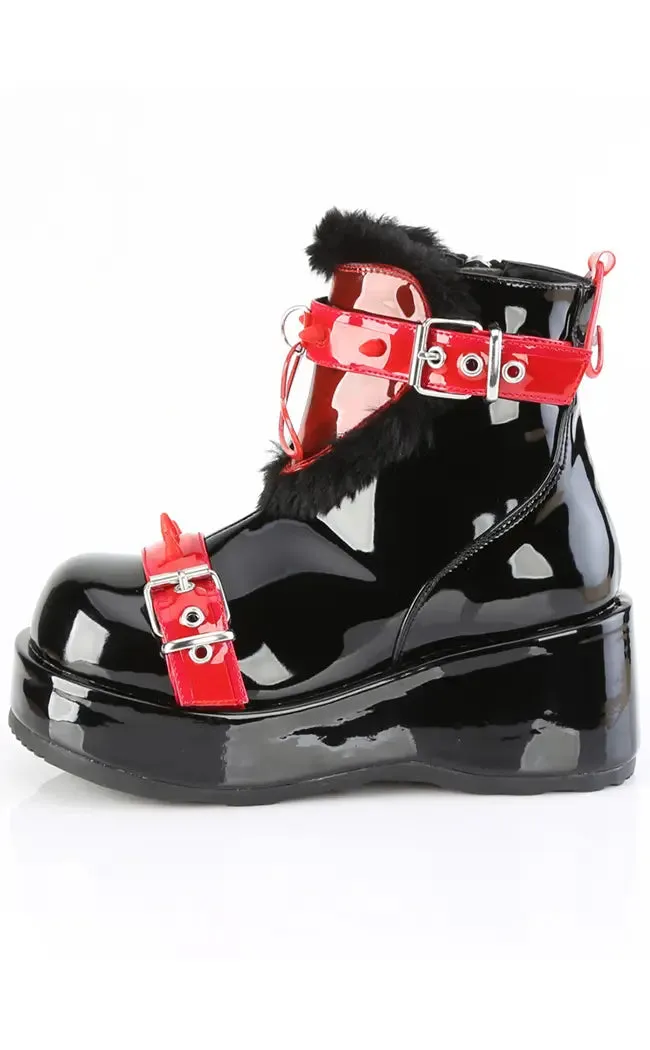 CUBBY-57 Black/Red Patent Ankle Boots