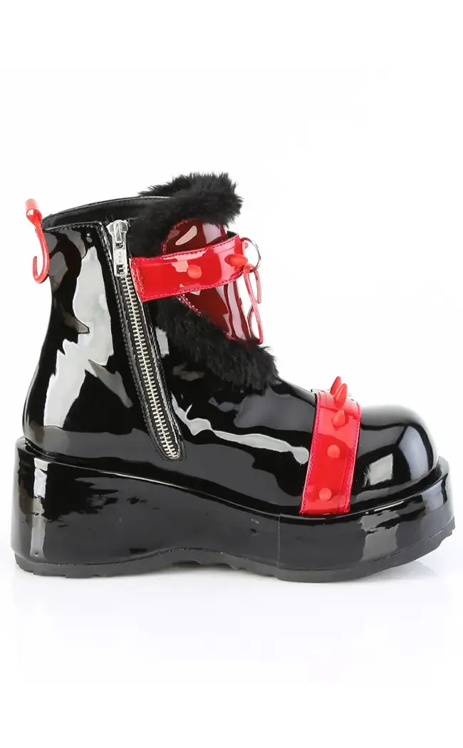 CUBBY-57 Black/Red Patent Ankle Boots