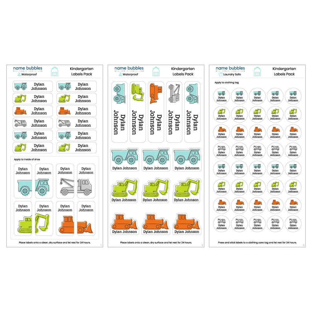 Custom Kindergarten Labels Pack