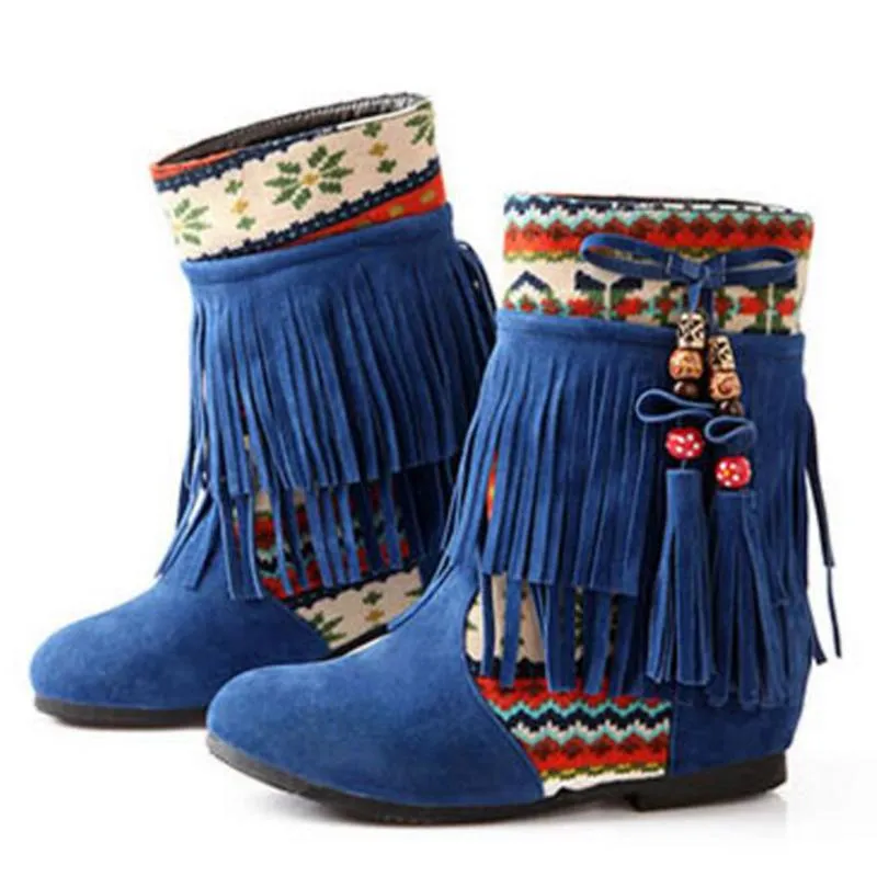 Cute and Fun Winter Fringe Ankle High Boots