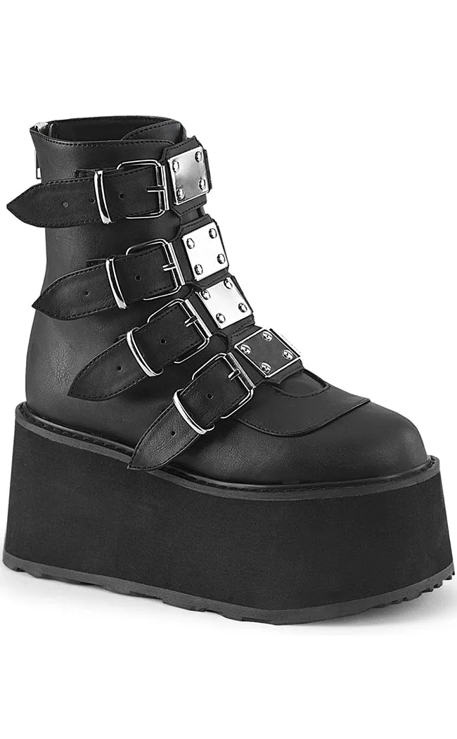 DAMNED-105 Black Matte Flatform Ankle Boots