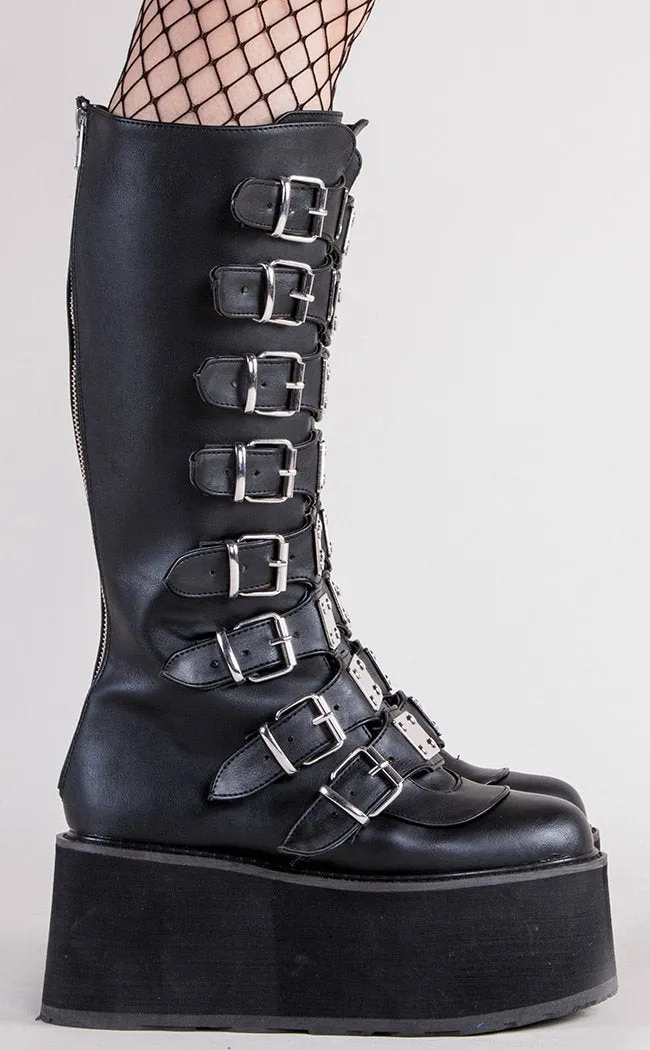 DAMNED-318 Black Vegan Leather Boots