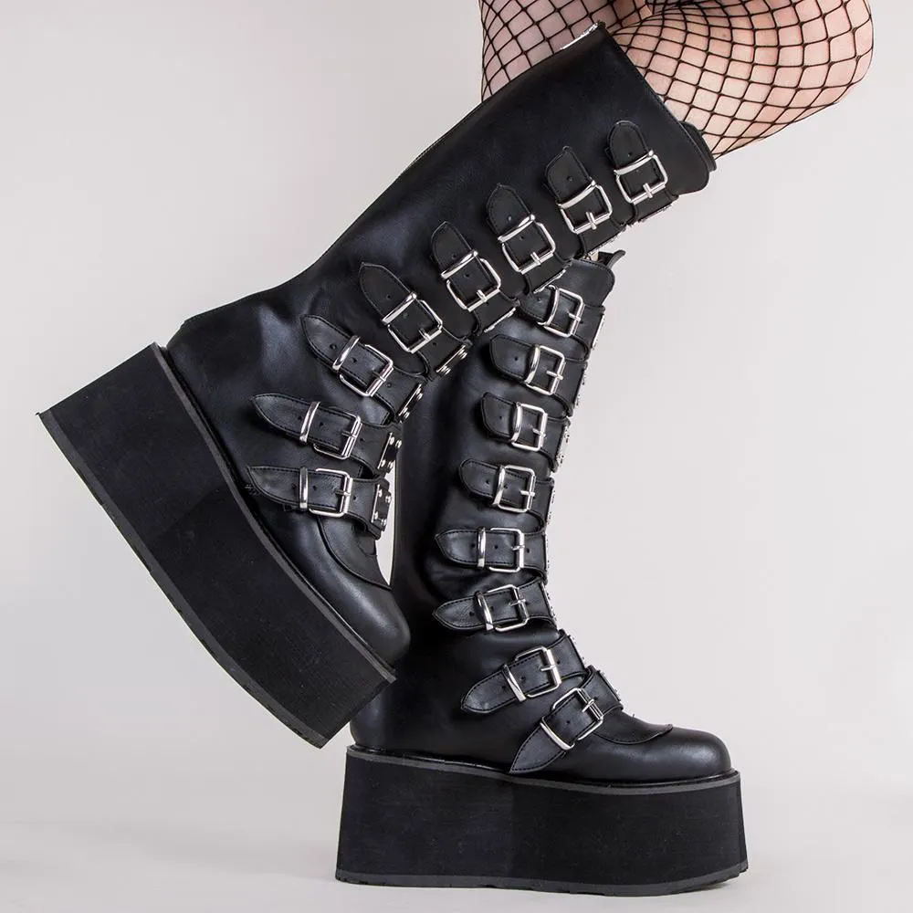 DAMNED-318 Black Vegan Leather Boots