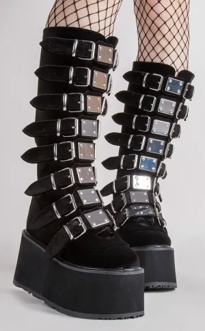 DAMNED-318 Black Velvet Boots