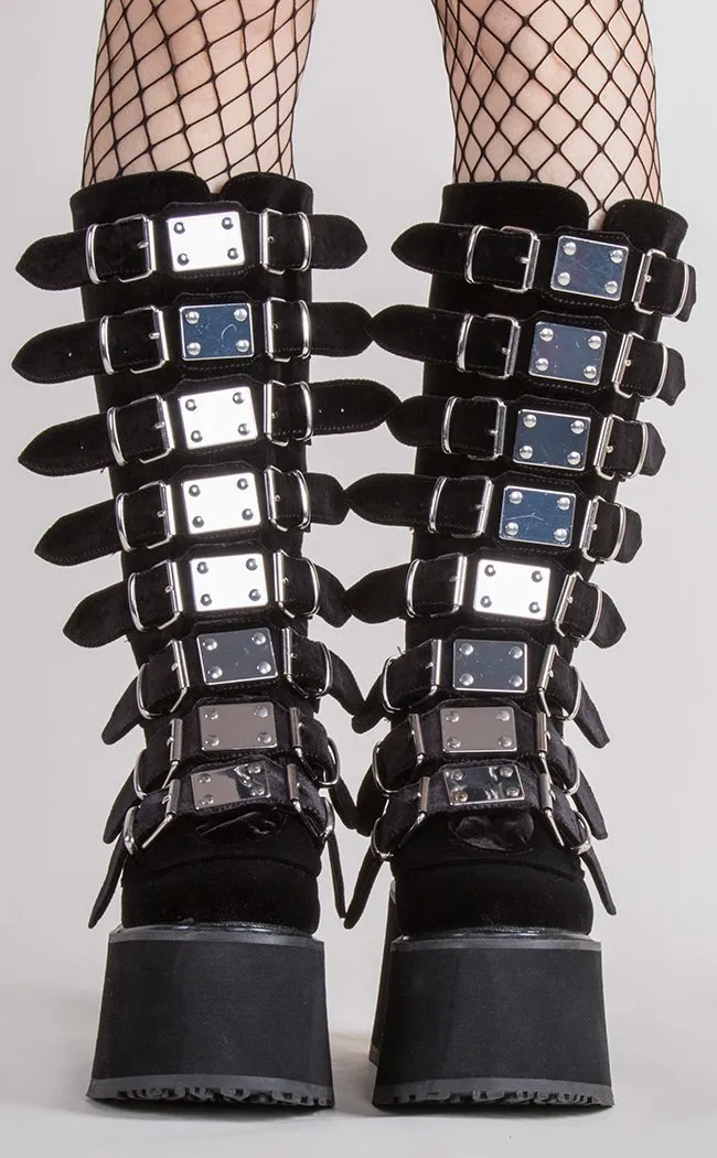 DAMNED-318 Black Velvet Boots