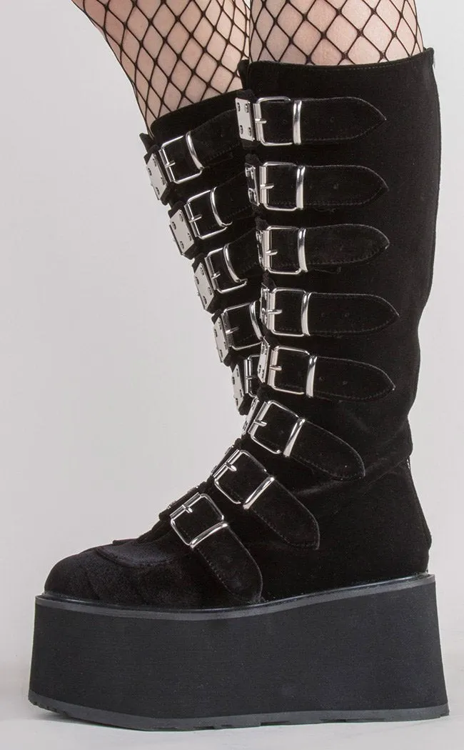 DAMNED-318 Black Velvet Boots