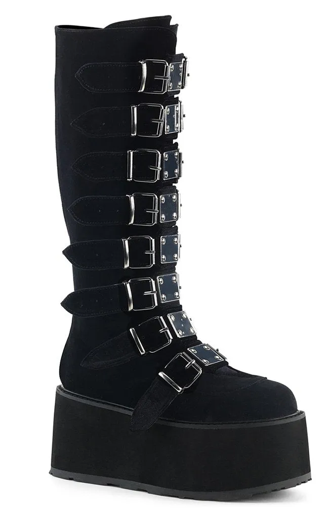 DAMNED-318 Black Velvet Boots