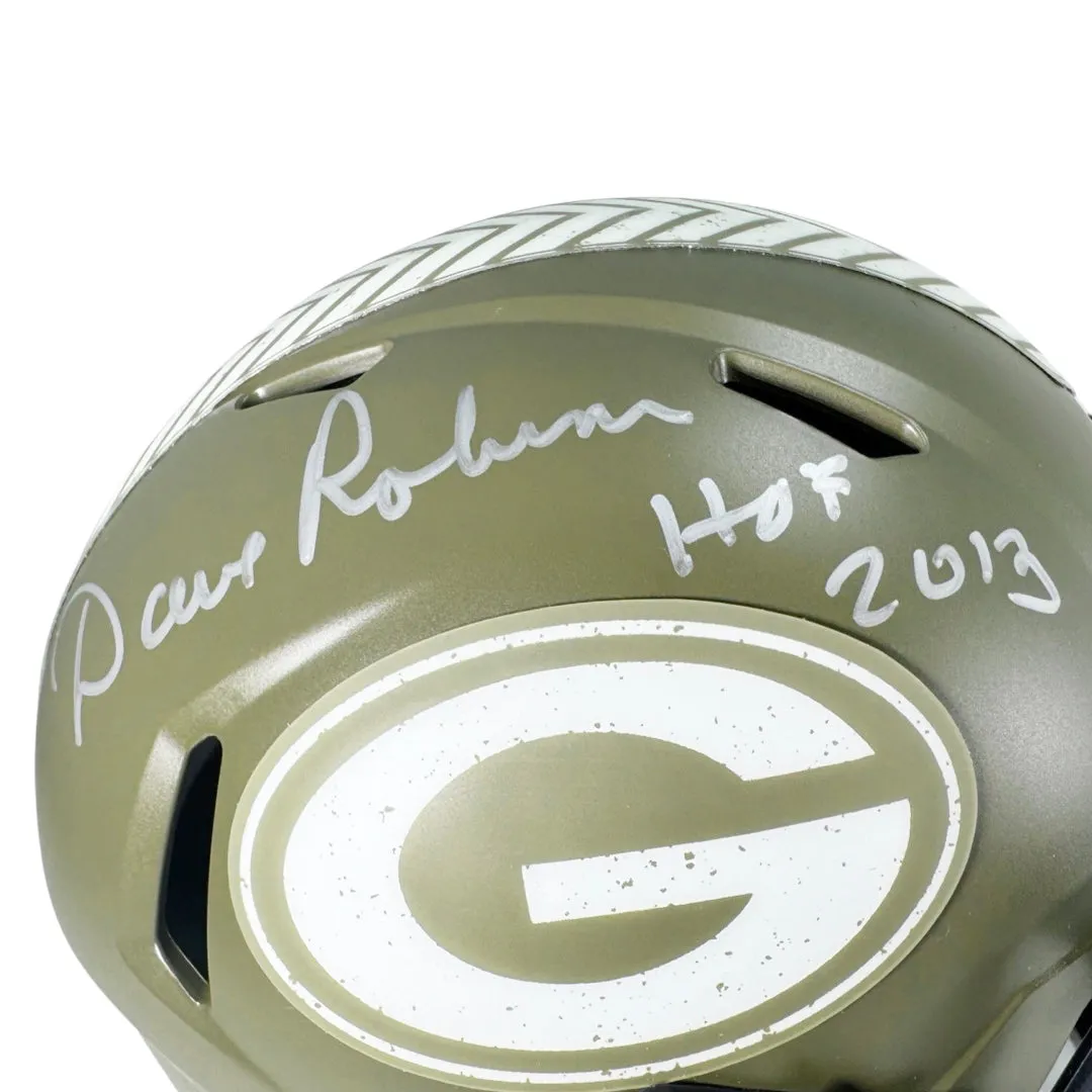 Dave Robinson Signed HOF 13 Inscription Green Bay Packers Salute to Service Speed Mini Football Helmet (JSA)