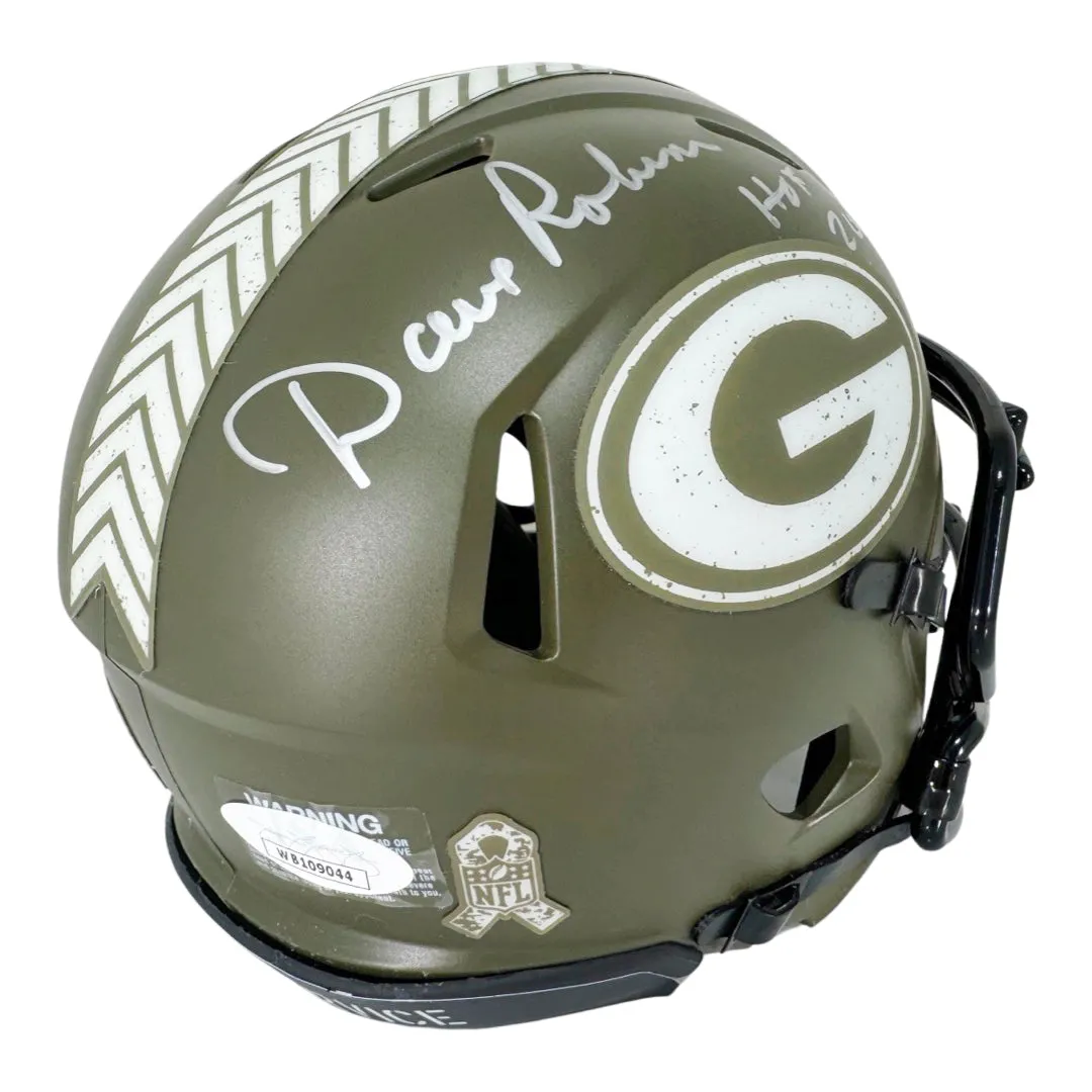 Dave Robinson Signed HOF 13 Inscription Green Bay Packers Salute to Service Speed Mini Football Helmet (JSA)