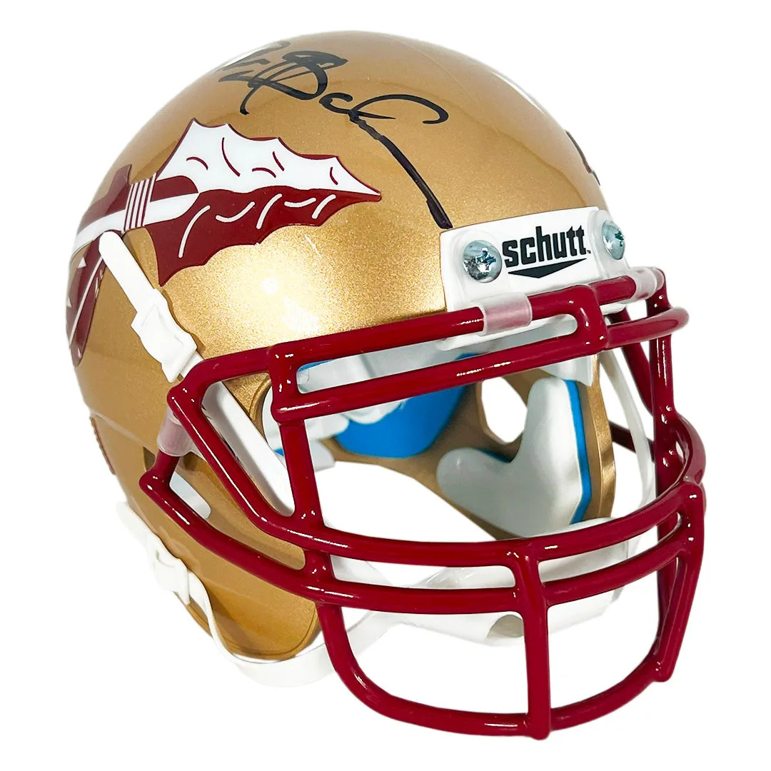 Deion Sanders Signed Florida State Seminoles Mini Schutt Football Helmet (JSA)