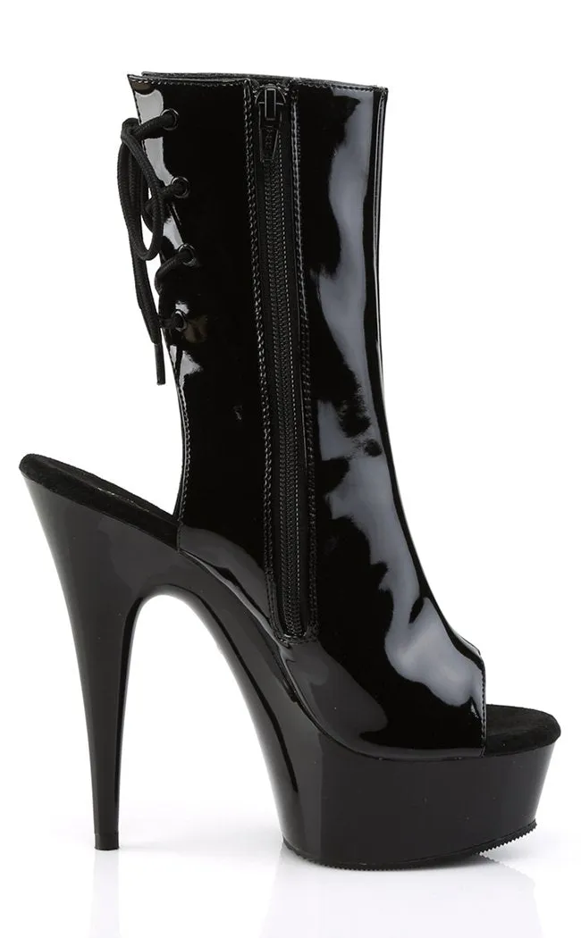 DELIGHT-1018 Black Patent Ankle Boots