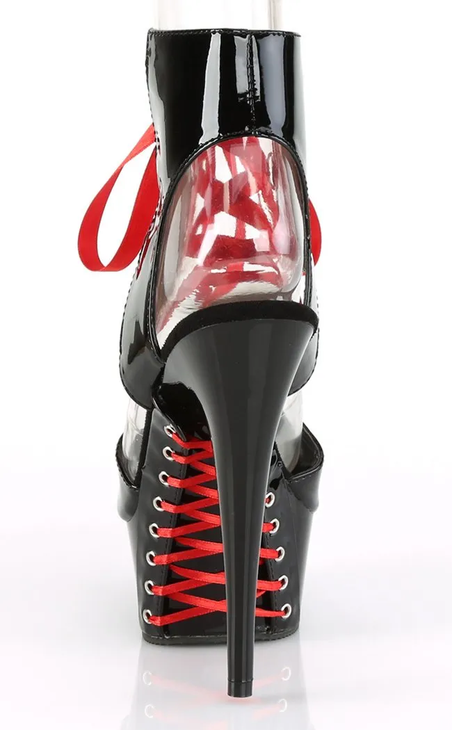 DELIGHT-600-14FH Black Patent & Red Heels