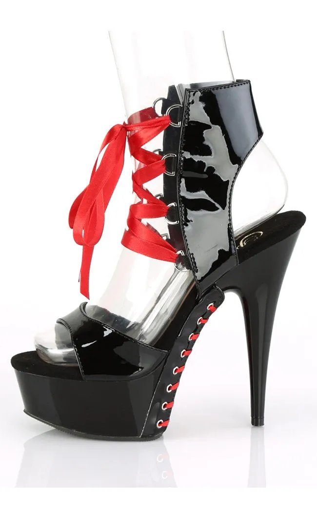 DELIGHT-600-14FH Black Patent & Red Heels