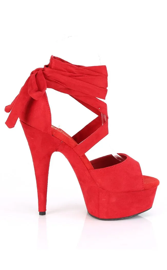 DELIGHT-679 Red Suede Platform Heels