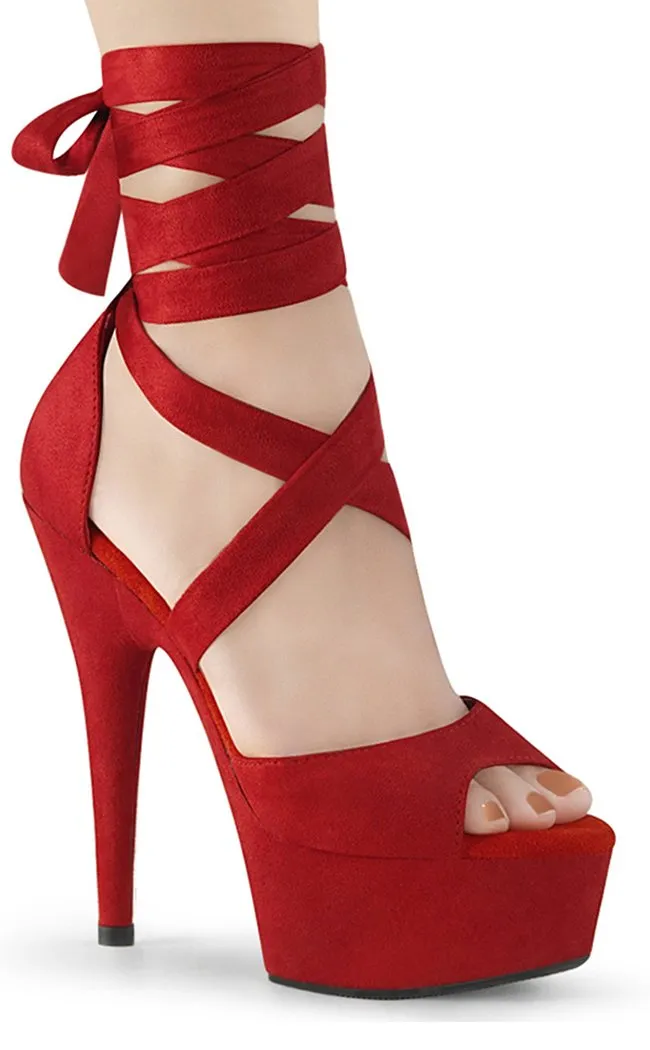 DELIGHT-679 Red Suede Platform Heels