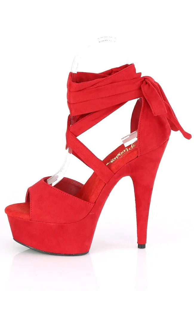 DELIGHT-679 Red Suede Platform Heels