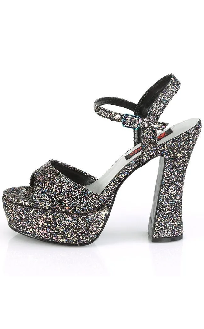 DOLLY-09 Black Glitter Mary Jane Heels