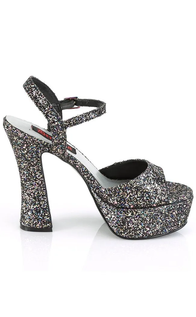 DOLLY-09 Black Glitter Mary Jane Heels