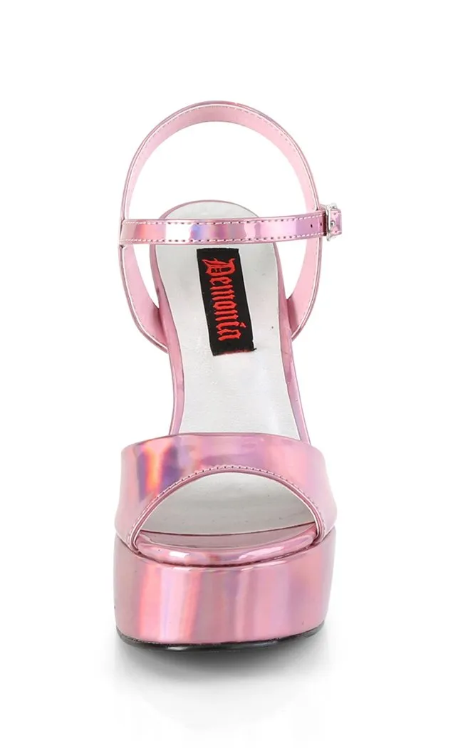 DOLLY-09 Pink Holographic Mary Jane Heels