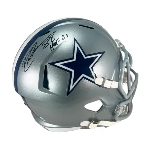 Drew Pearson Signed HOF 21 Inscription Dallas Cowboys Speed Full-Size Replica Football Helmet (Beckett)