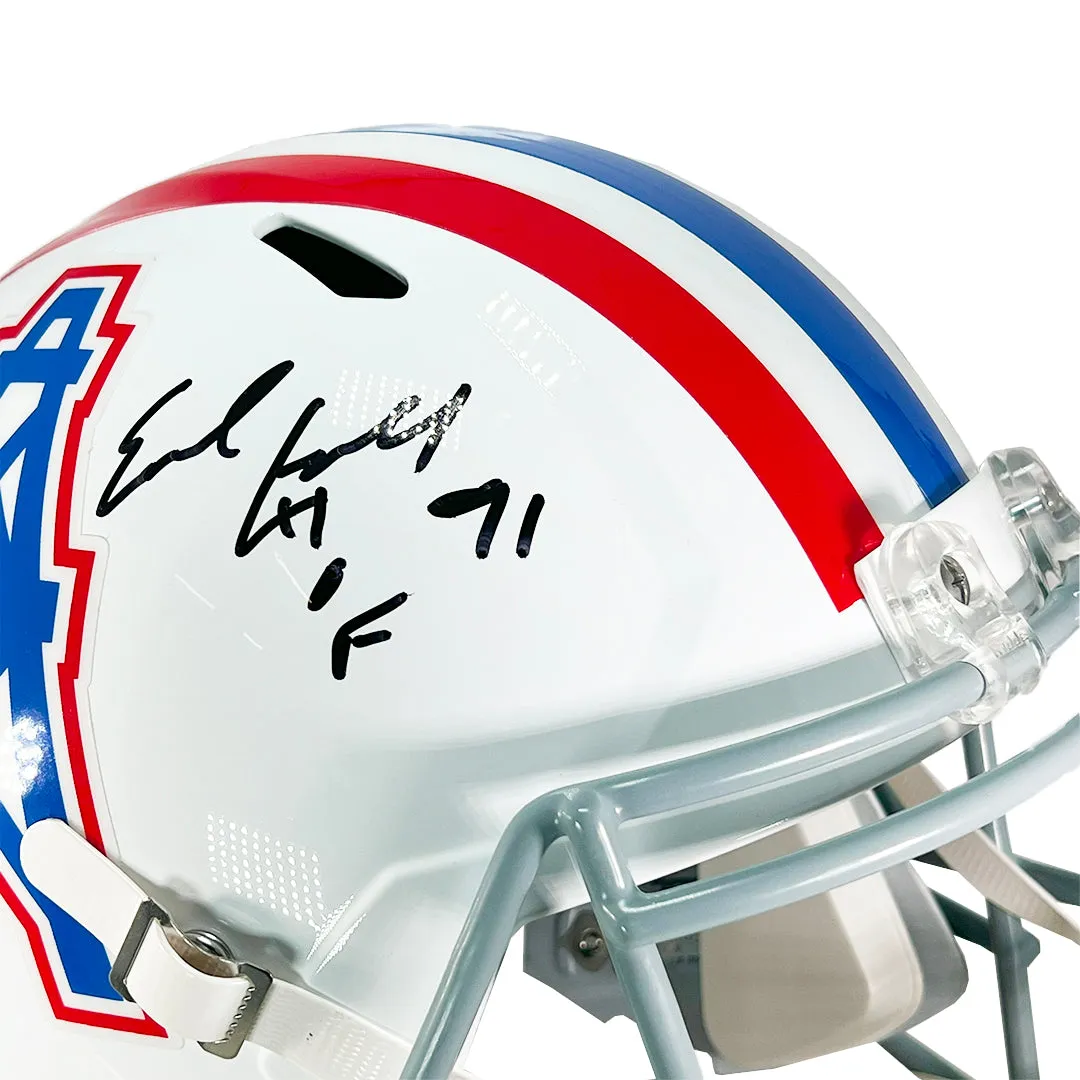 Earl Campbell Signed HOF 91 Inscription Houston Oilers Throwback 1975-80 Speed Full-Size Replica Football Helmet (JSA)