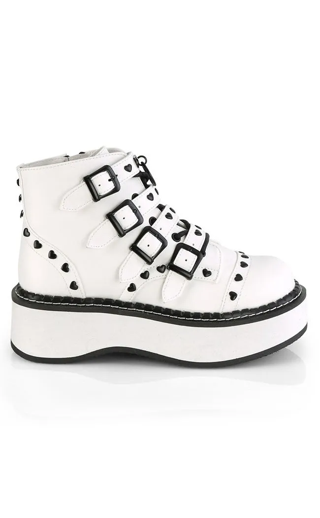 EMILY-315 White Ankle Boots