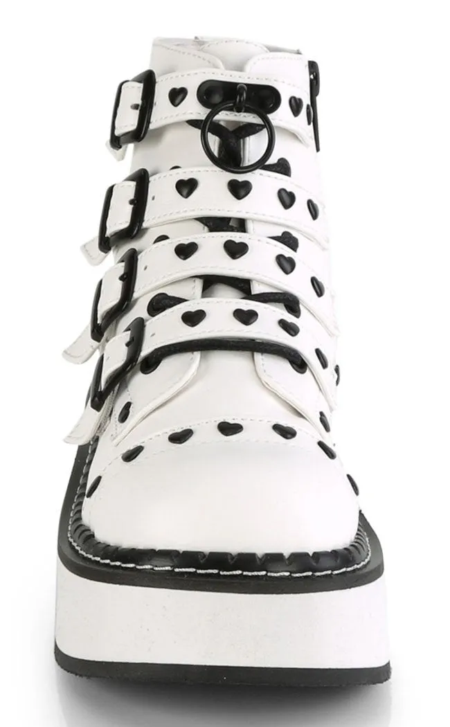 EMILY-315 White Ankle Boots