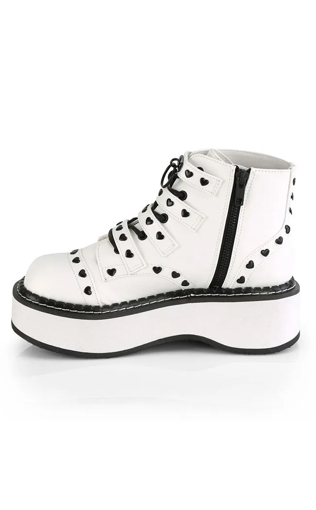 EMILY-315 White Ankle Boots