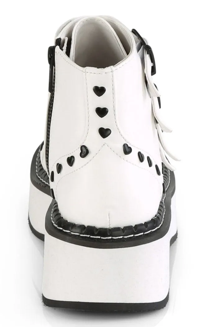 EMILY-315 White Ankle Boots