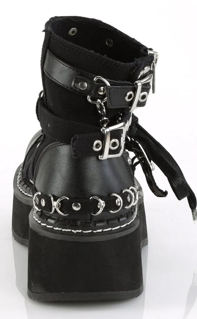 EMILY-317 Black Cutout Ankle Boots