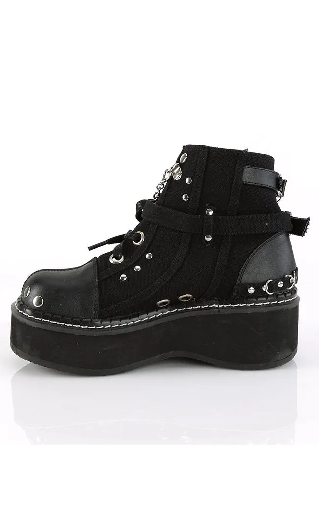 EMILY-317 Black Cutout Ankle Boots