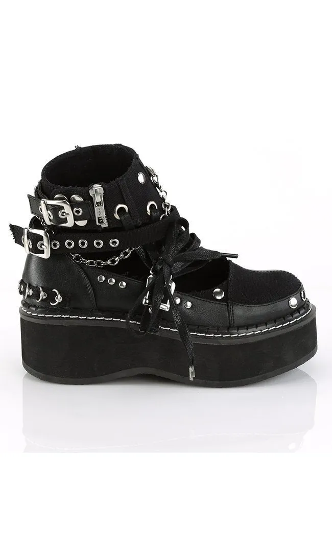 EMILY-317 Black Cutout Ankle Boots