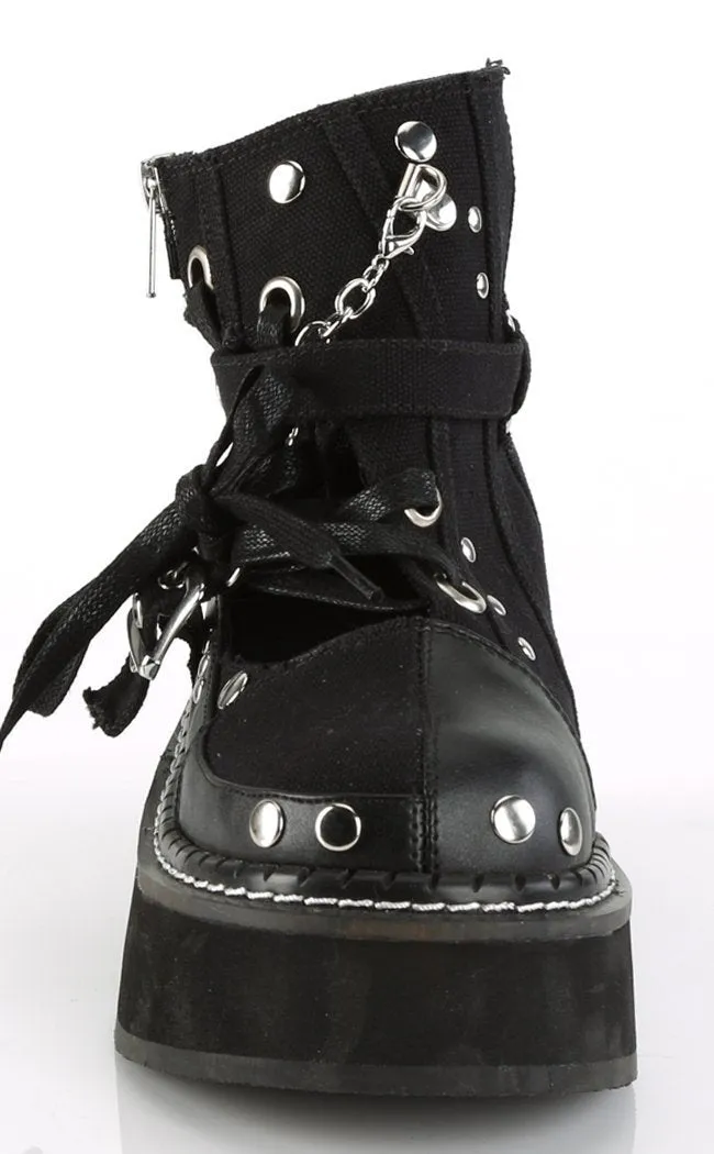 EMILY-317 Black Cutout Ankle Boots