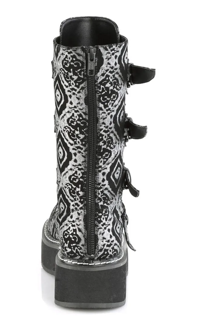 EMILY-322 Black & Silver Knee High Boot