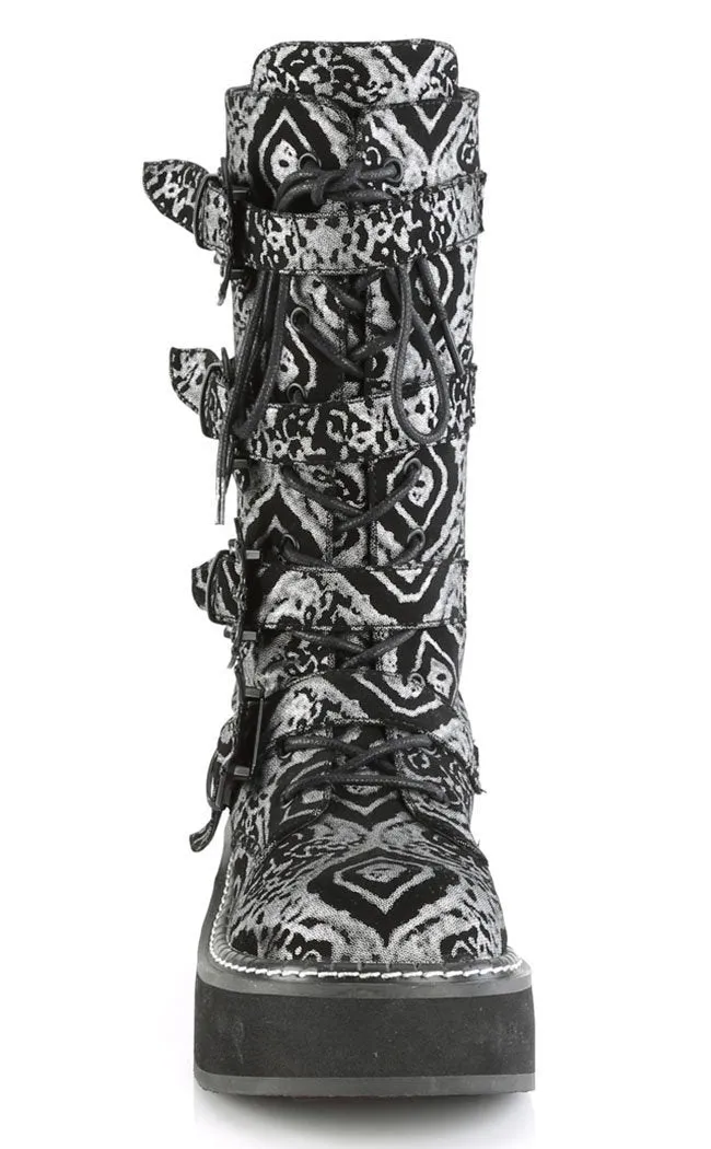 EMILY-322 Black & Silver Knee High Boot