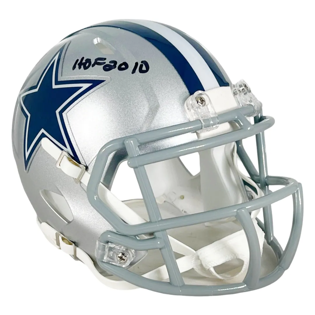 Emmitt Smith Signed HOF 2010 Inscription Dallas Cowboys Speed Mini Football Helmet (JSA)